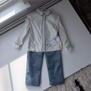 NWT The BrokeBrooke for EdgehillCollection Kids Set - White with Blue